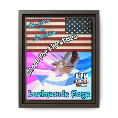 shoot for the stars - framed canvas art (light blue-pink wave)