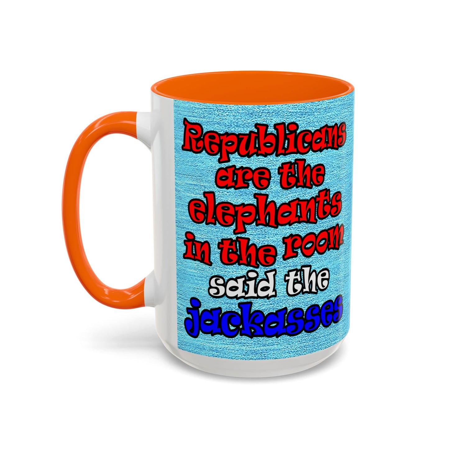 donkeys and elephants - Accent Mug (faded blue)