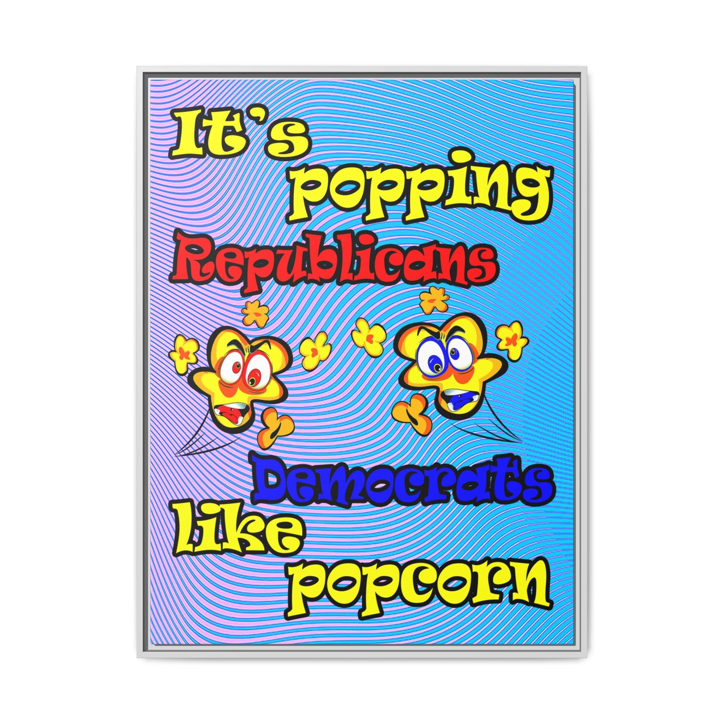 popping like popcorn - framed canvas art (light blue-purple wave)