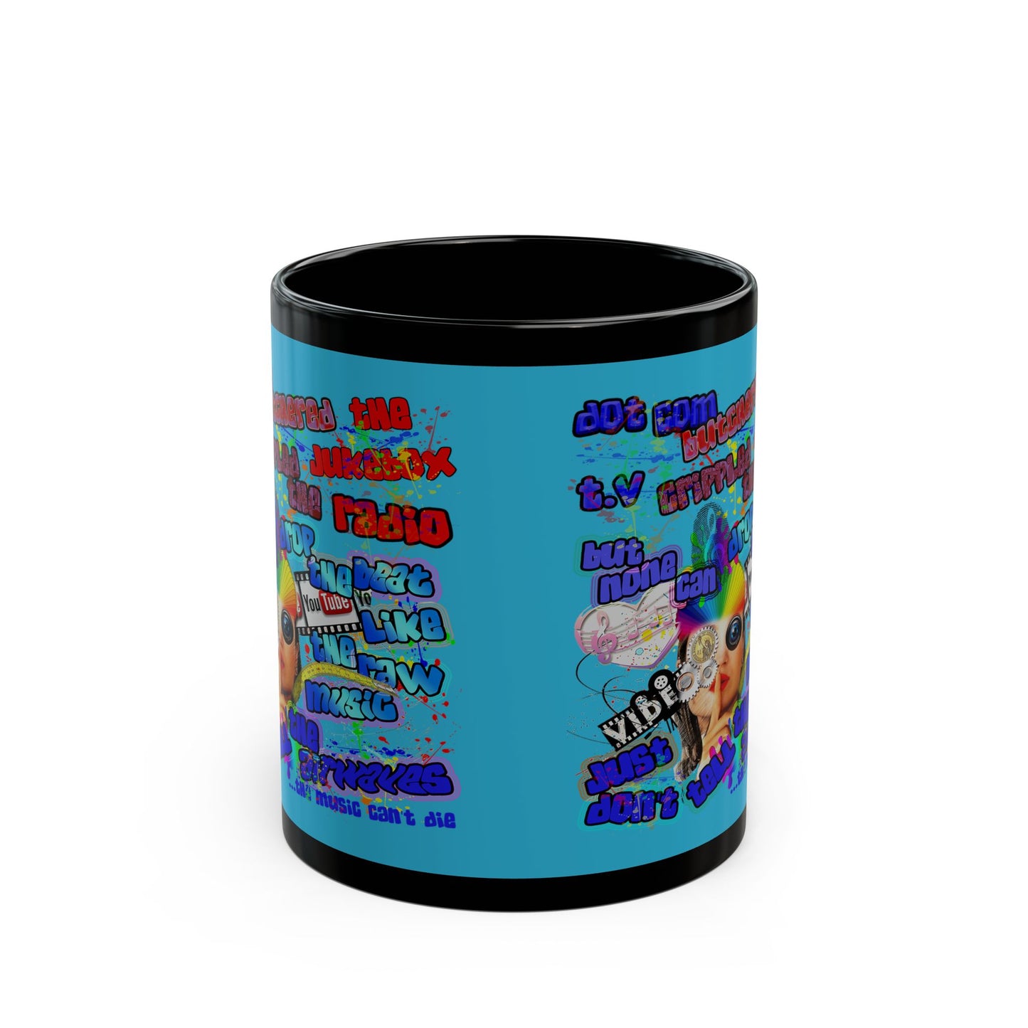 drop the beat - Black Mug (turquoise)