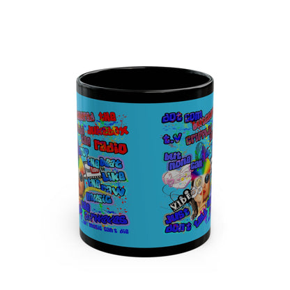drop the beat - Black Mug (turquoise)