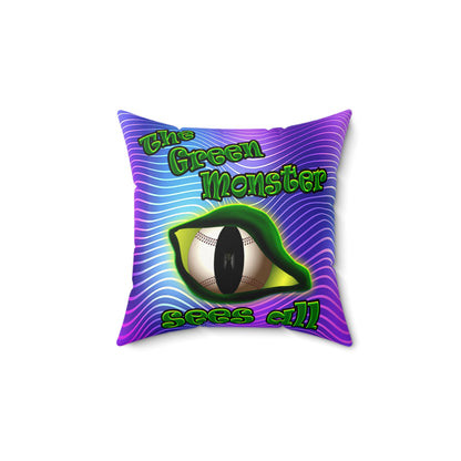 green monster - Faux Suede Square Pillow - (purple wave)