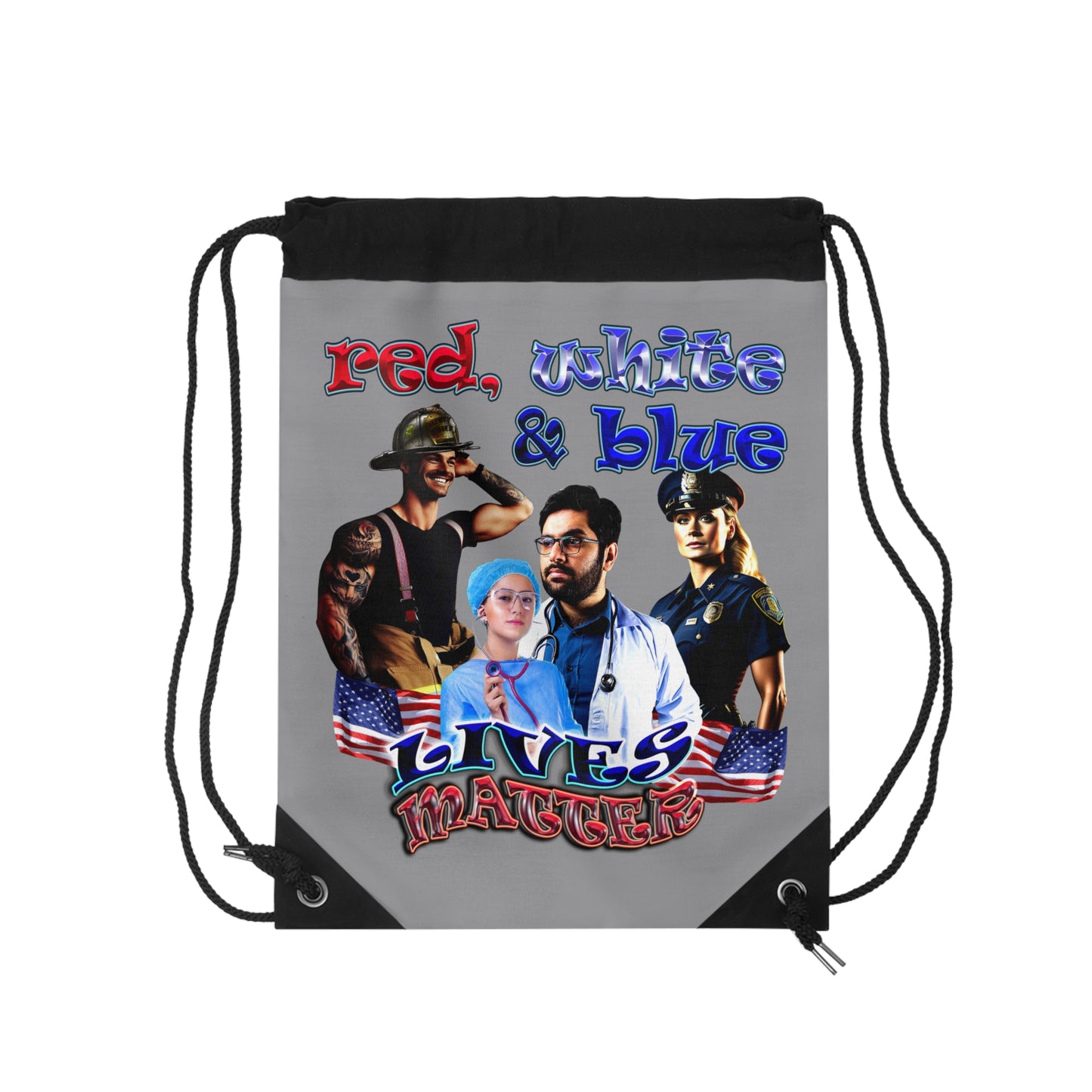rw&b lives matter - Drawstring Bag (grey)