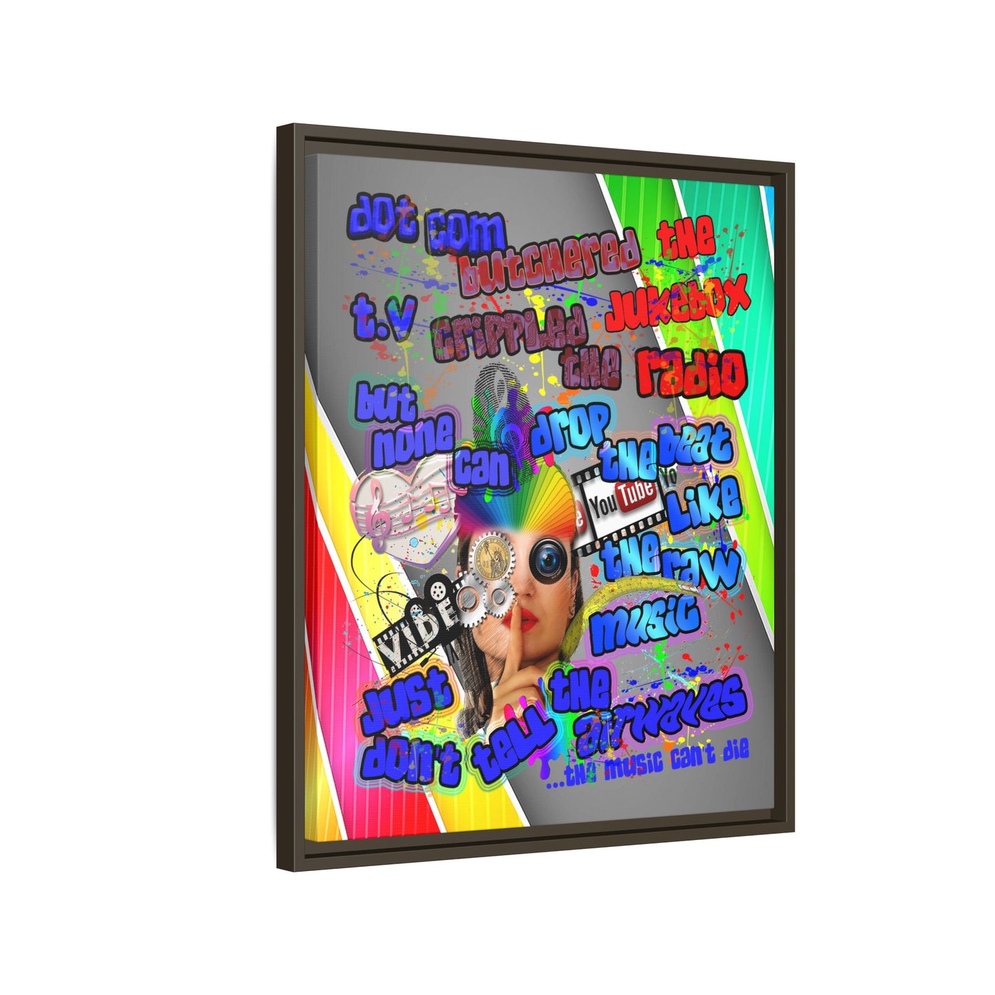 drop the beat - framed canvas art (rainbow split)
