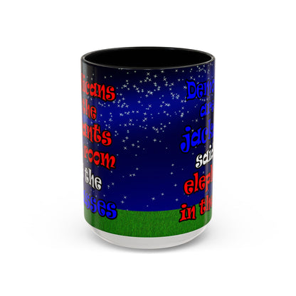 donkeys and elephants - Accent Mug ('snoops' background)