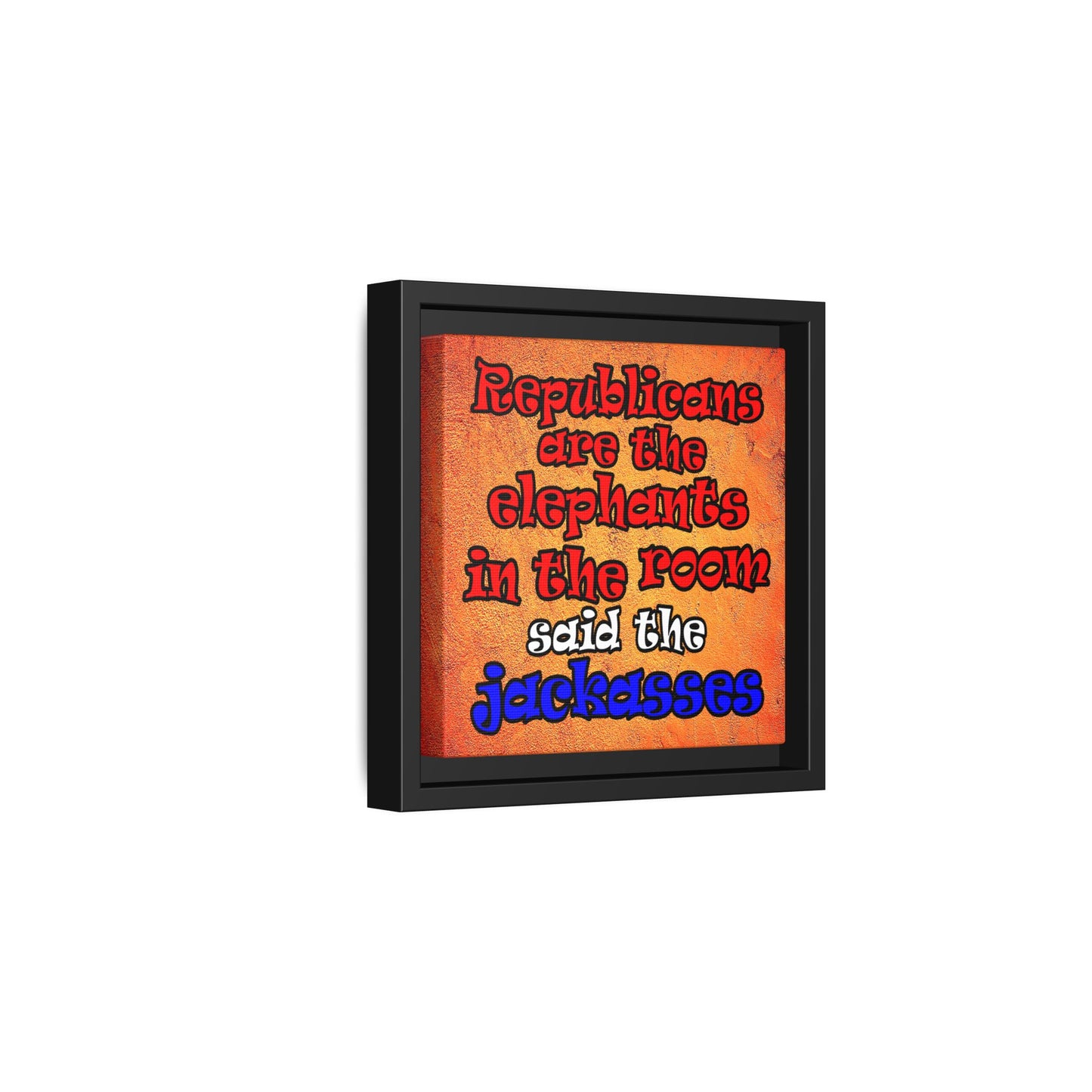 donkeys and elephants - framed canvas art (burnt orange)