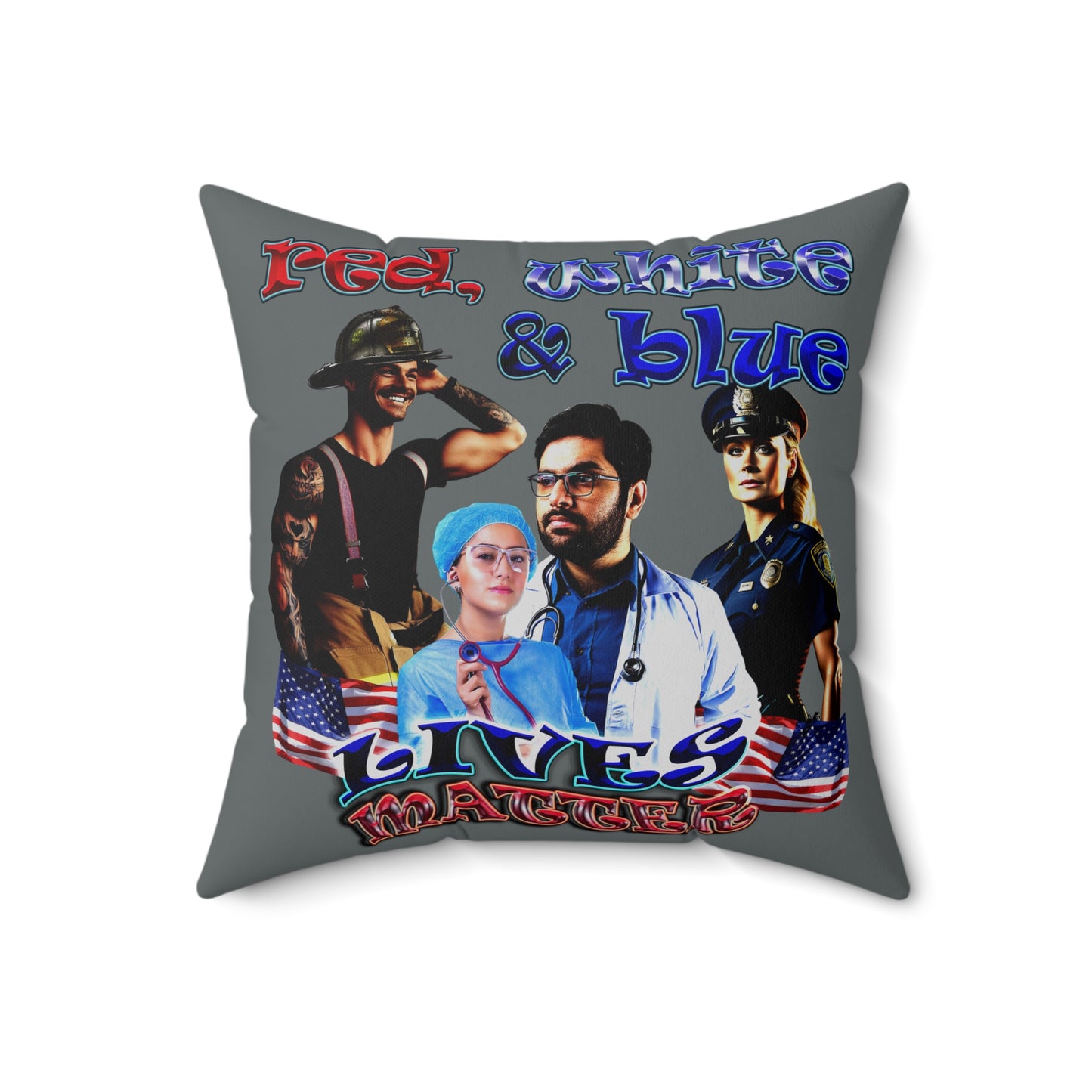 rw&b lives matter - Spun Polyester Square Pillow - (dark grey)