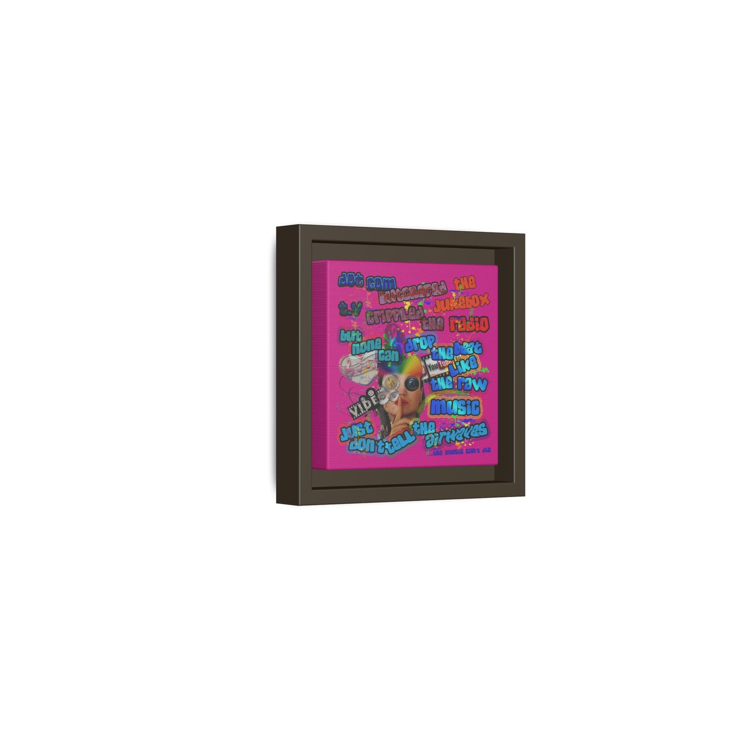 drop the beat - framed canvas art (pink)
