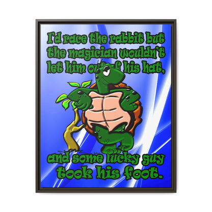turtle race - framed canvas art (blue-white wave)