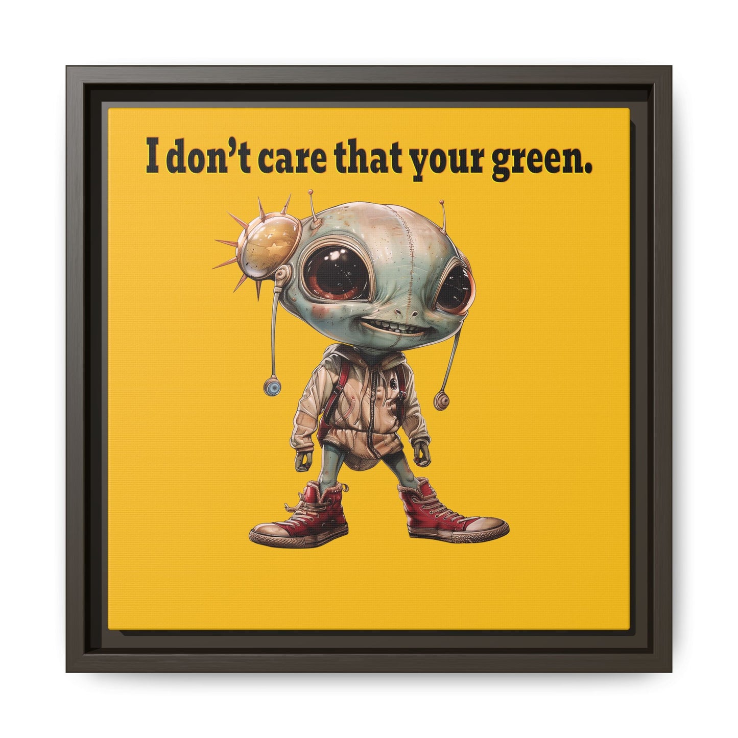 I don't care that your green - framed canvas art (yellow)