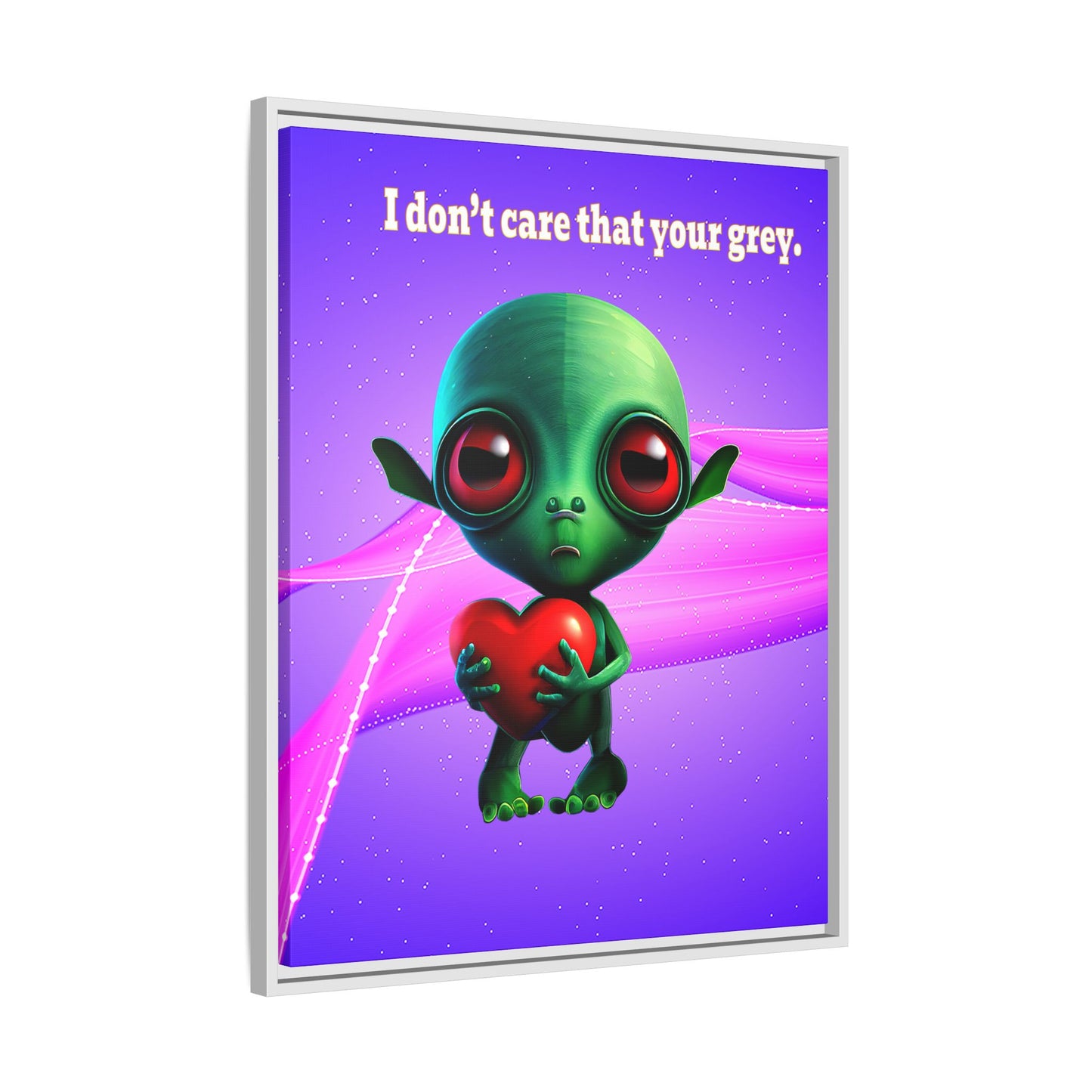 I don't care that your grey - framed canvas art (purple-pink wave)