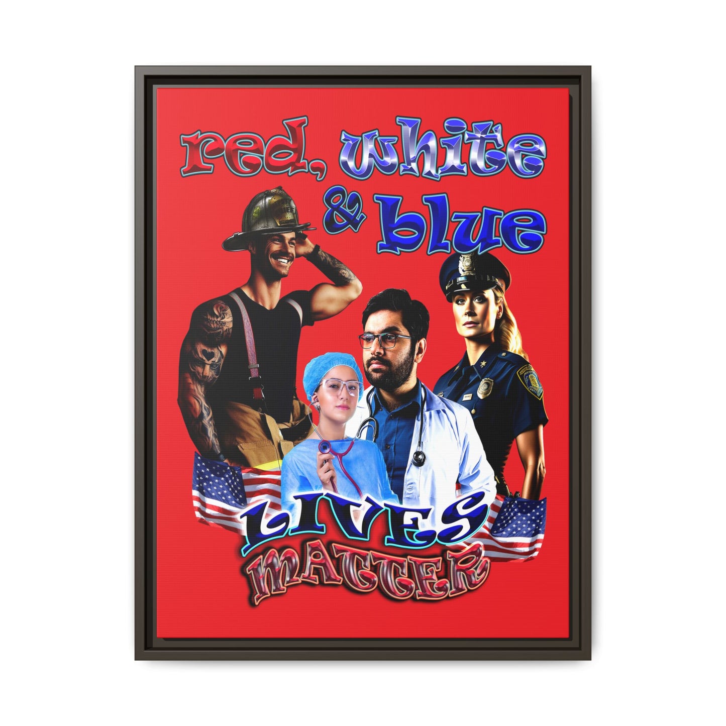 rw&b lives matter - framed canvas art (red)
