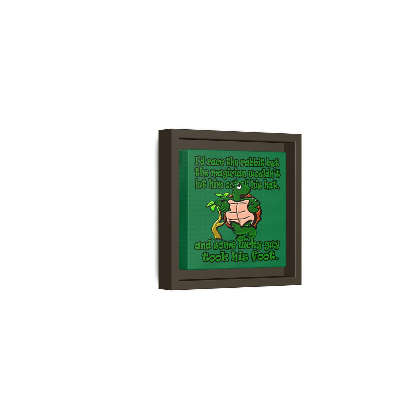 turtle race - framed canvas art (dark green)