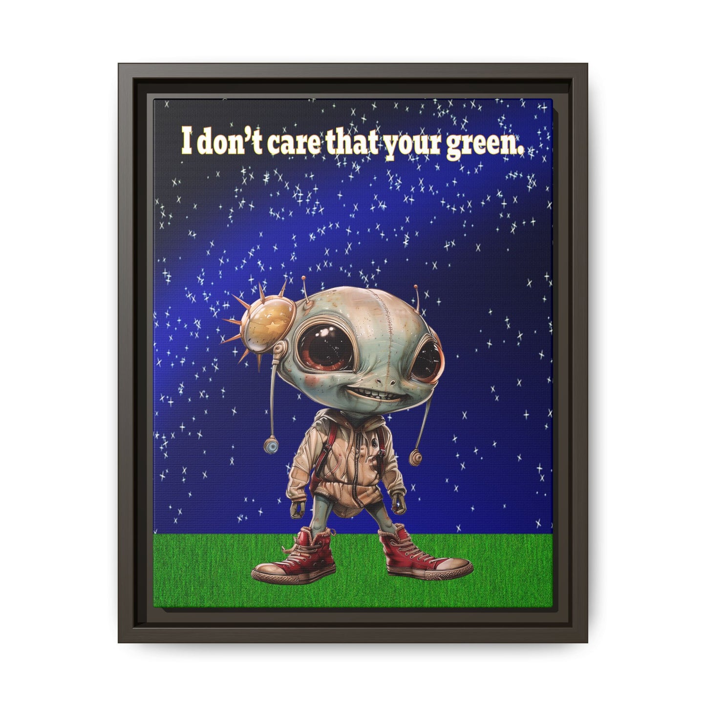 I don't care that your green - framed canvas art ('snoops' background)