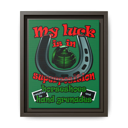 my luck - framed canvas art (dark green)