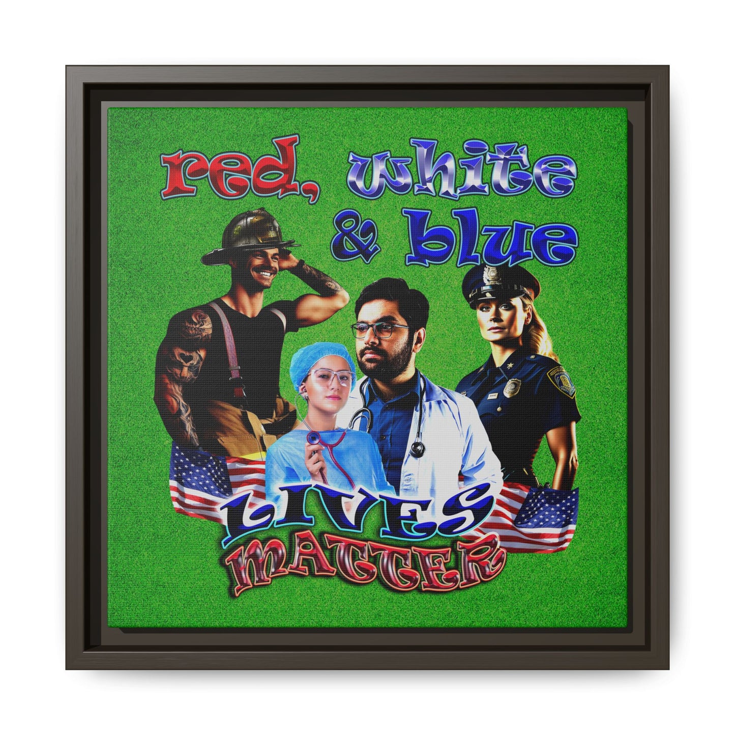 rw&b lives matter - framed canvas art (green turf)