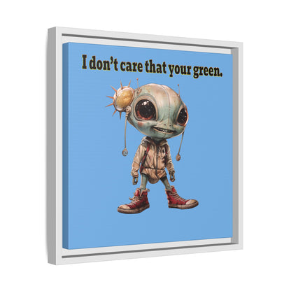 I don't care that your green - framed canvas art (light blue)