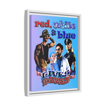 rw&b lives matter - framed canvas art (light blue-purple wave)