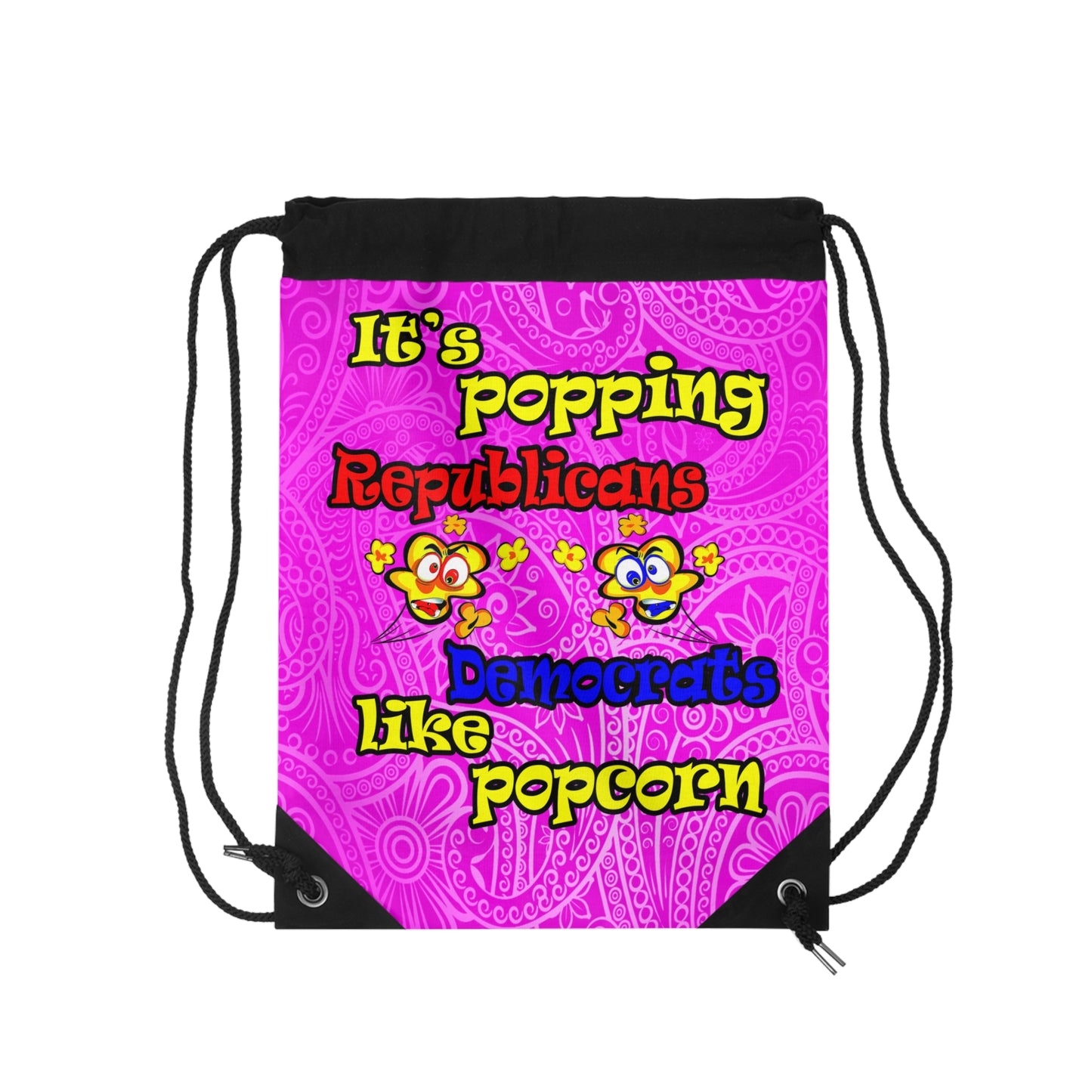 popping like popcorn - Drawstring Bag (pink swirl)