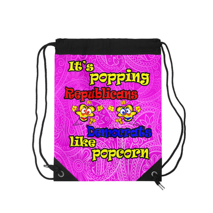 popping like popcorn - Drawstring Bag (pink swirl)