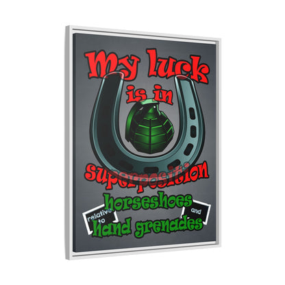 my luck - framed canvas art (grey-light grey)