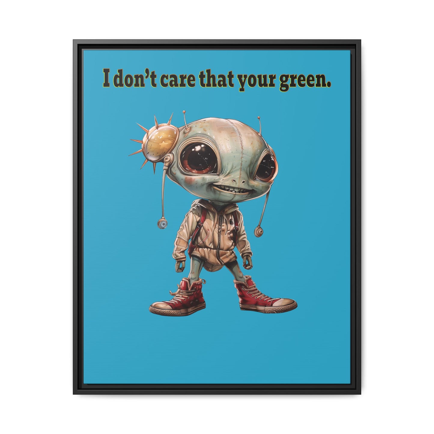 I don't care that your green - framed canvas art (turquoise)
