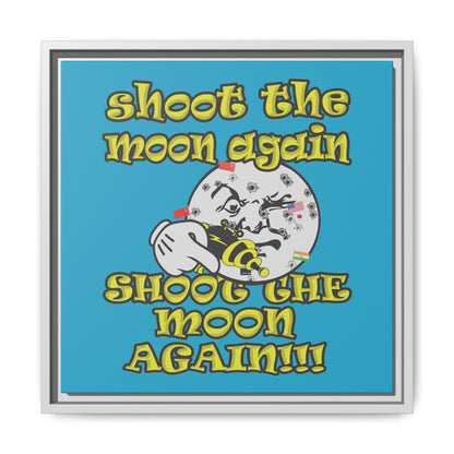 shoot the moon again - framed canvas art (turquoise)