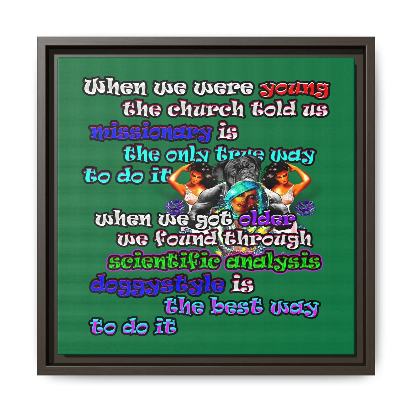 doggystyle - framed canvas art (dark green)