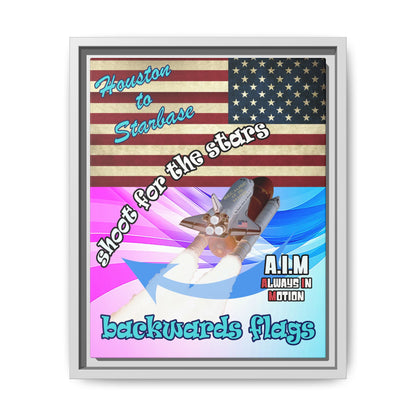 shoot for the stars - framed canvas art (light blue-pink wave)