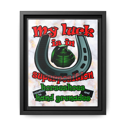 my luck - framed canvas art (white marble)