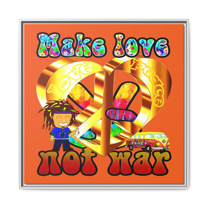 love peace - framed canvas art (orange)