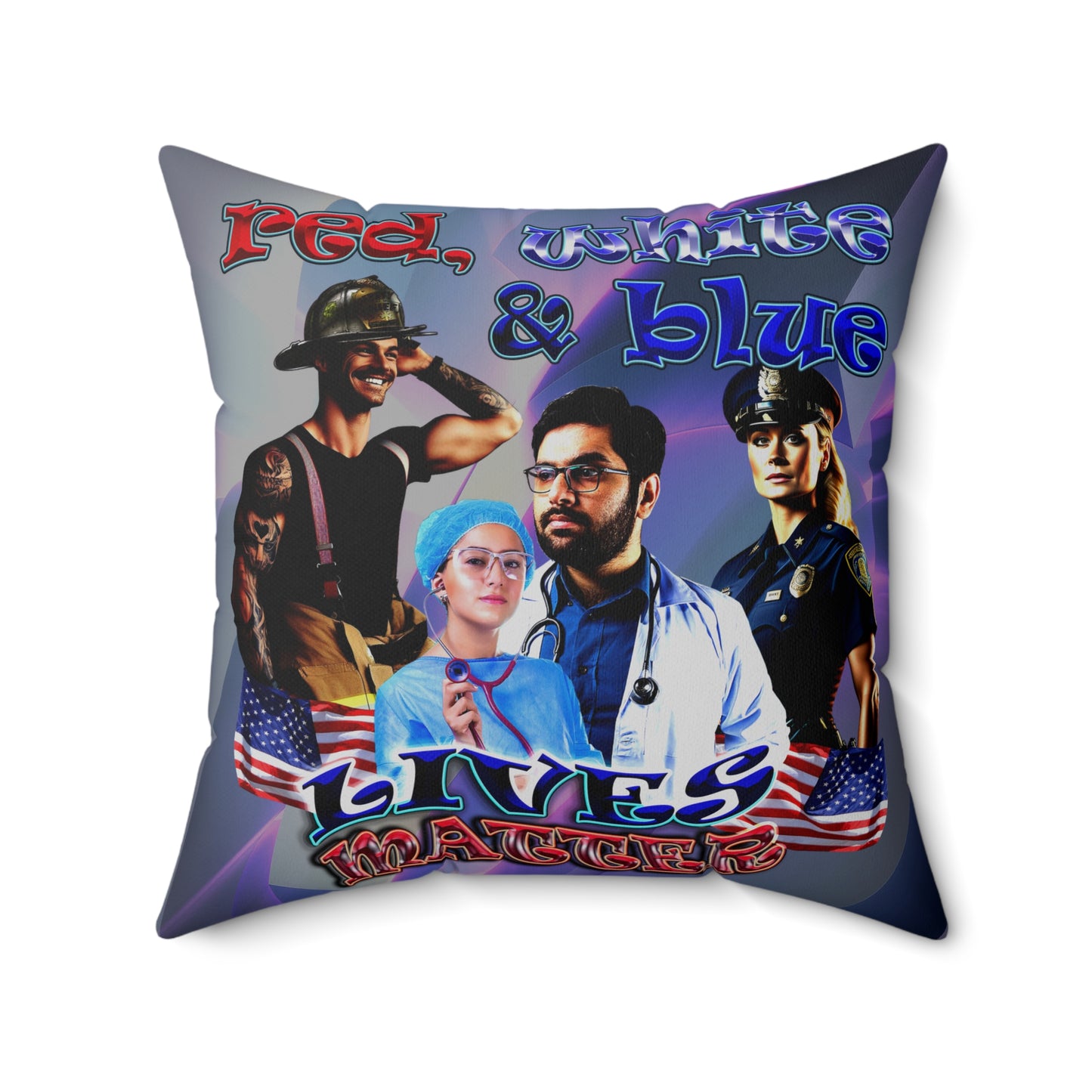rw&b lives matter - Spun Polyester Square Pillow - (grey-pink wave)