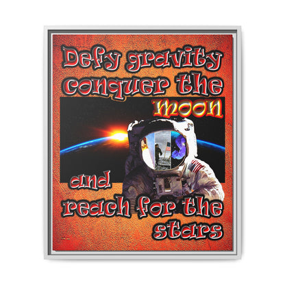 defy conquer reach - framed canvas art (burnt orange)