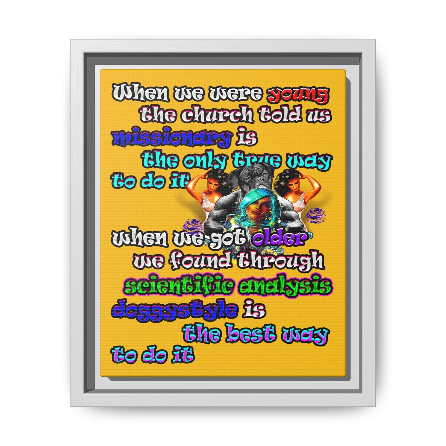 doggystyle - framed canvas art (yellow)