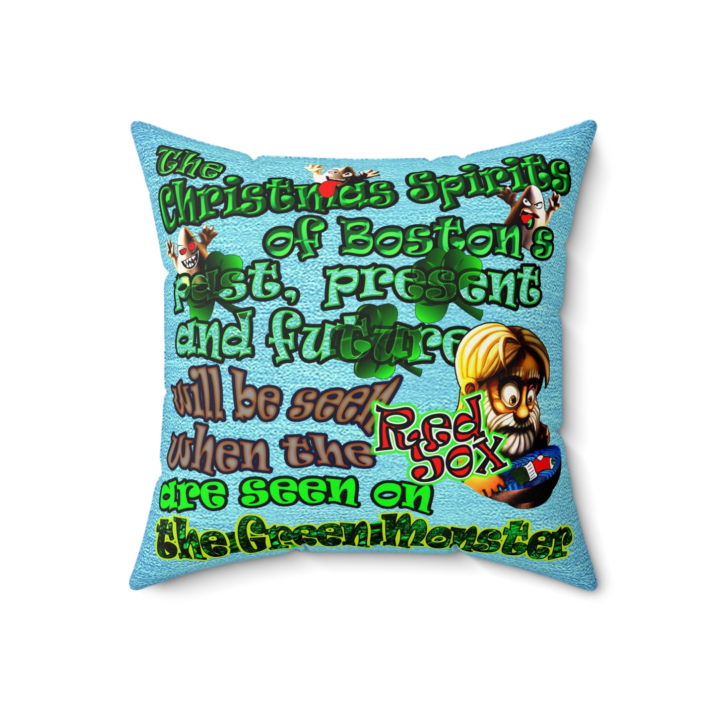 christmas spirits of boston - Faux Suede Square Pillow - (faded blue)