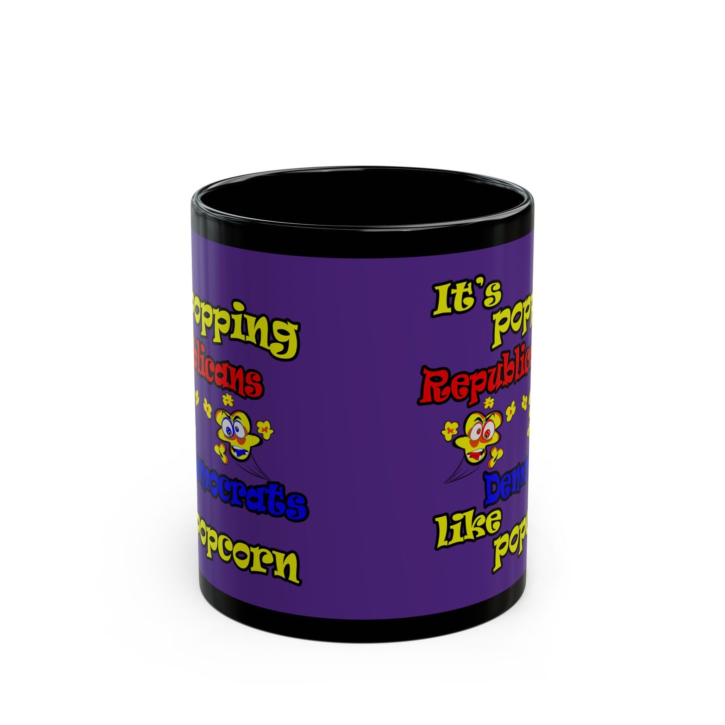 popping like popcorn - Black Mug (purple)