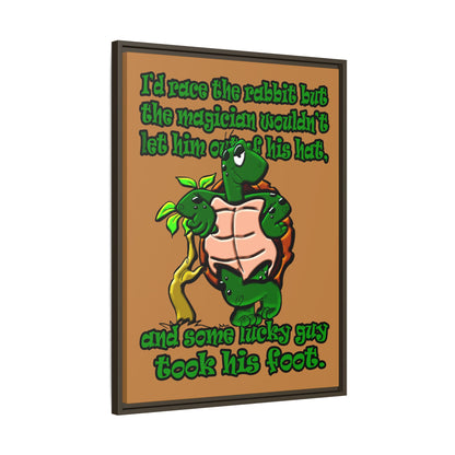 turtle race - framed canvas art (light brown)
