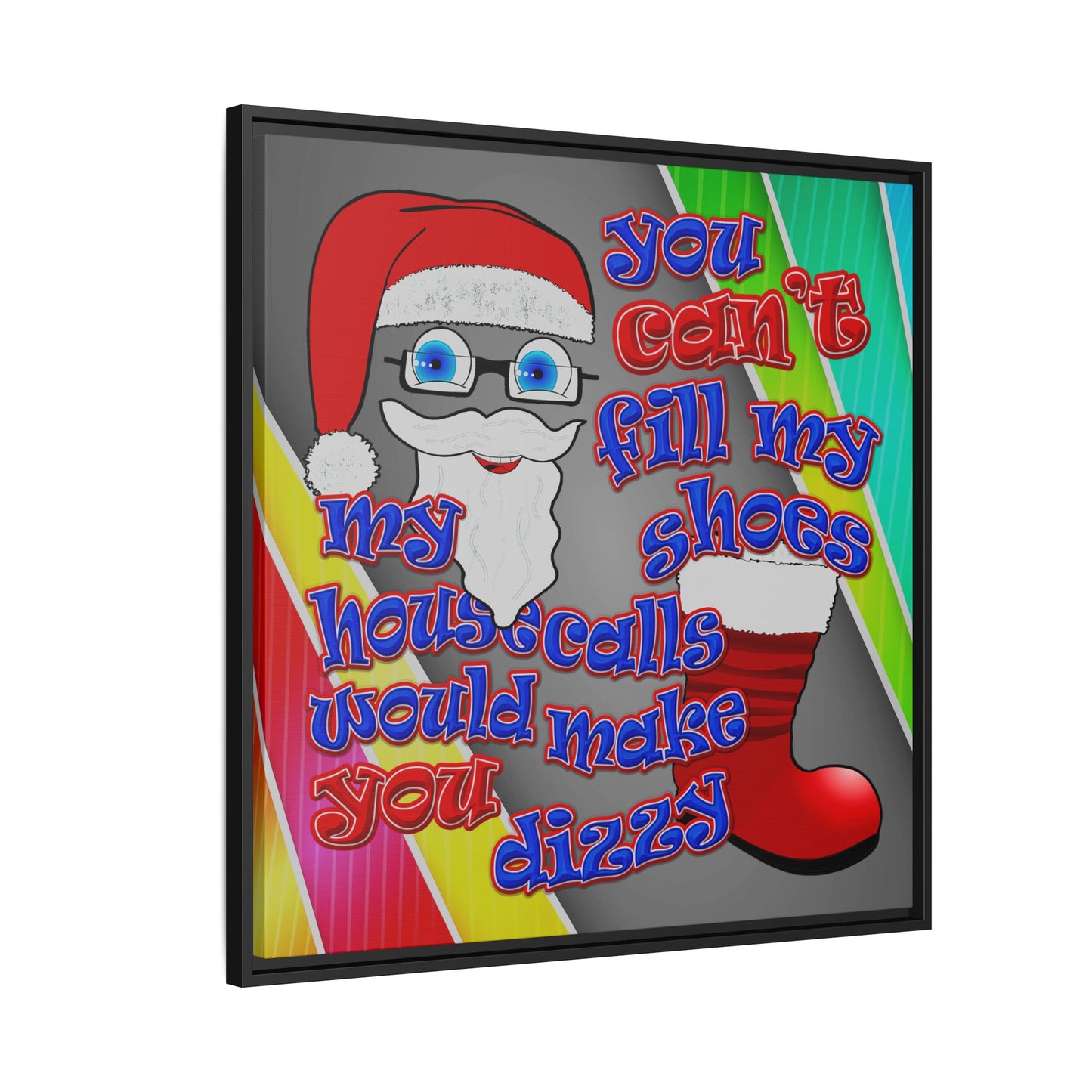 santa's shoes - framed canvas art (rainbow split)