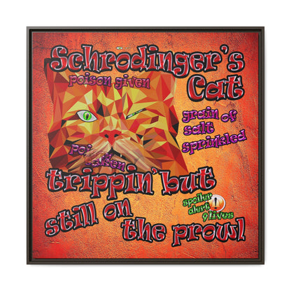 schrodinger's cat - framed canvas art (burnt orange)