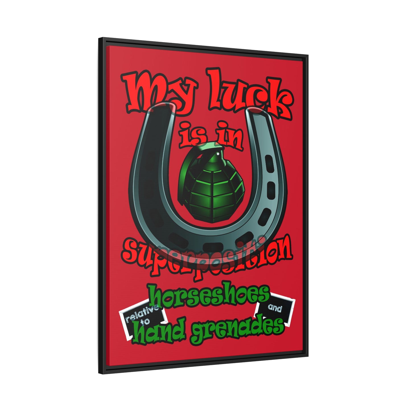 my luck - framed canvas art (dark red)