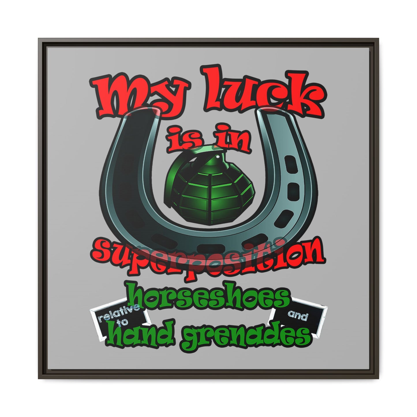 my luck - framed canvas art (light grey)