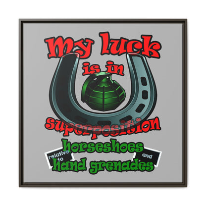my luck - framed canvas art (light grey)