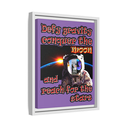 defy conquer reach - framed canvas art (light purple)