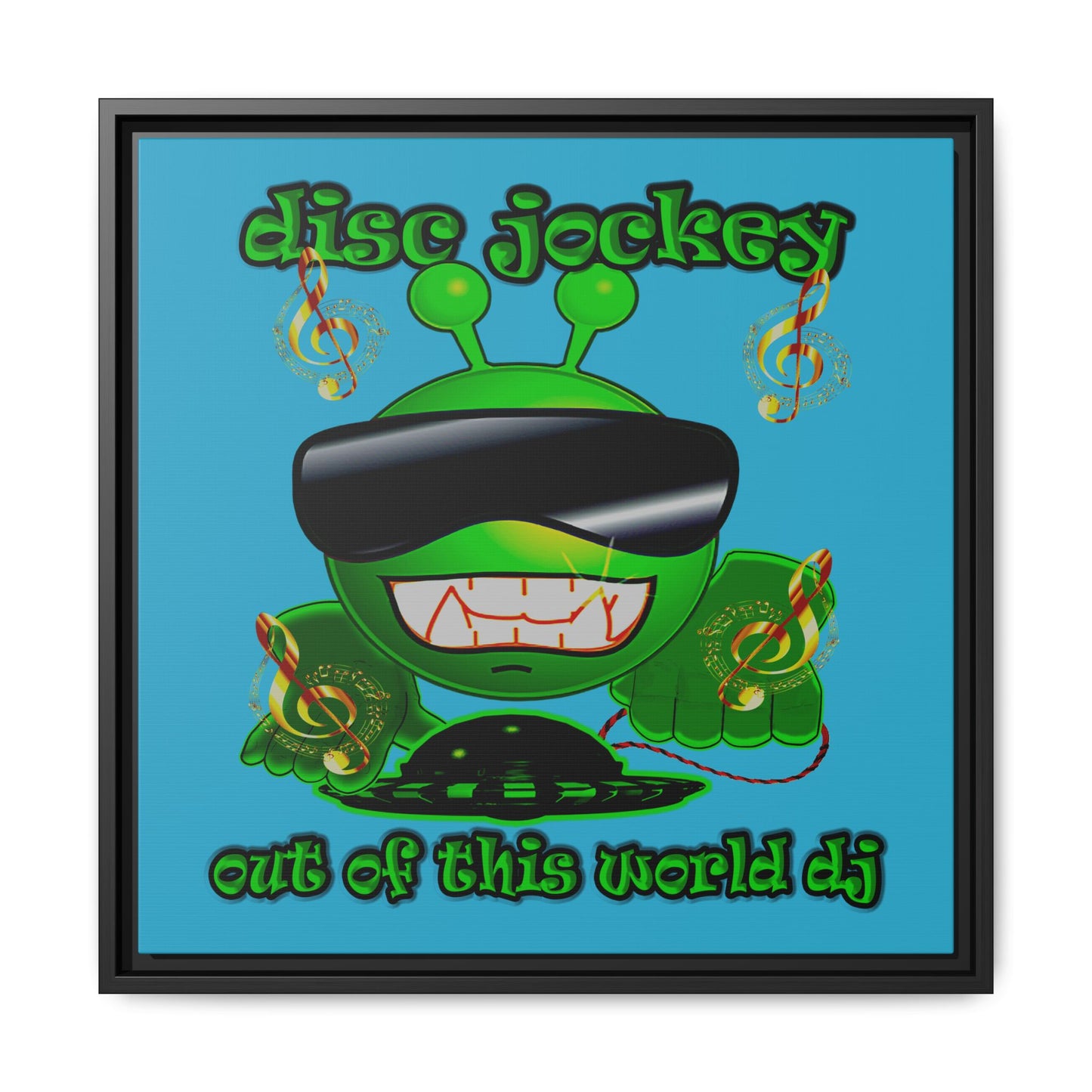 disc jockey - framed canvas art (turquoise)