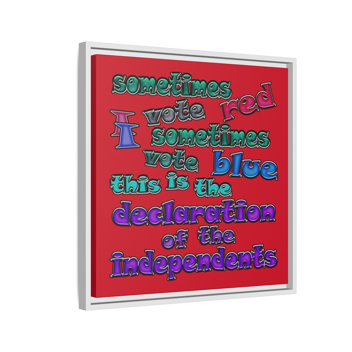 declaration of the independents - framed canvas art (dark red)
