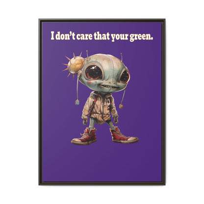 I don't care that your green - framed canvas art (purple)
