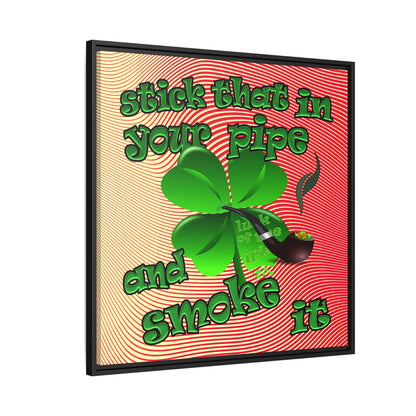 stick that in your pipe and smoke it - framed canvas art (yellow-orange wave)
