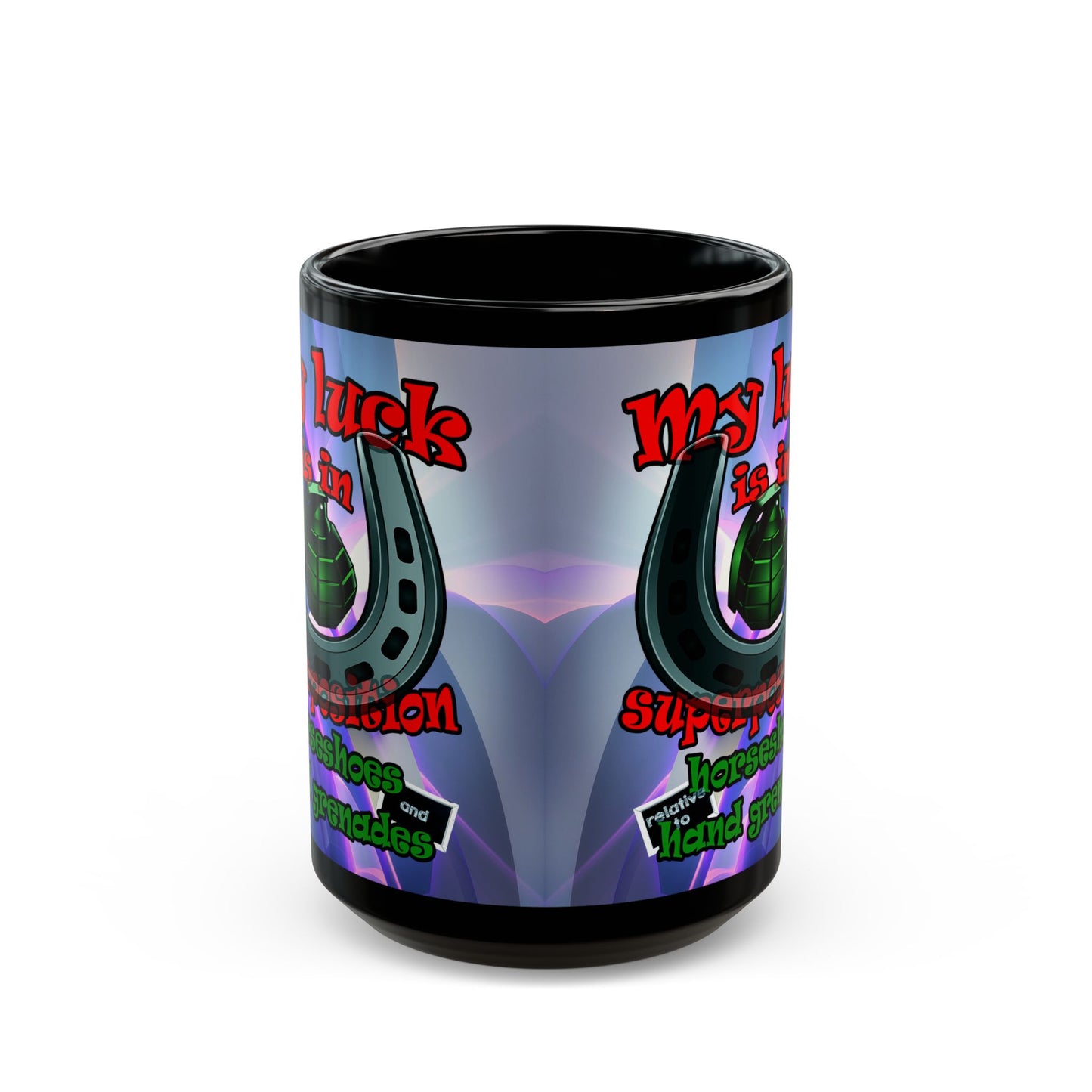 my luck - Black Mug (grey-pink wave)