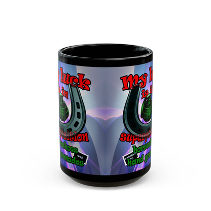 my luck - Black Mug (grey-pink wave)