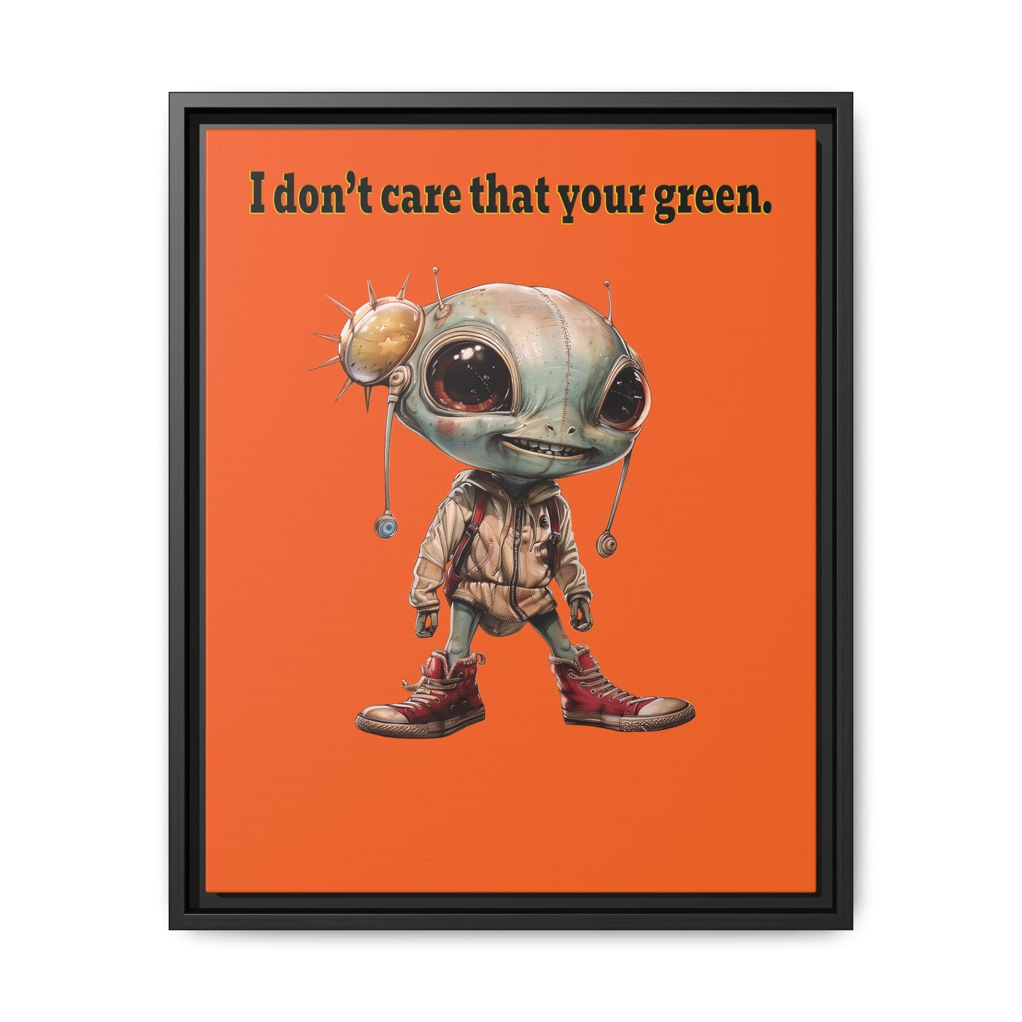 I don't care that your green - framed canvas art (orange)